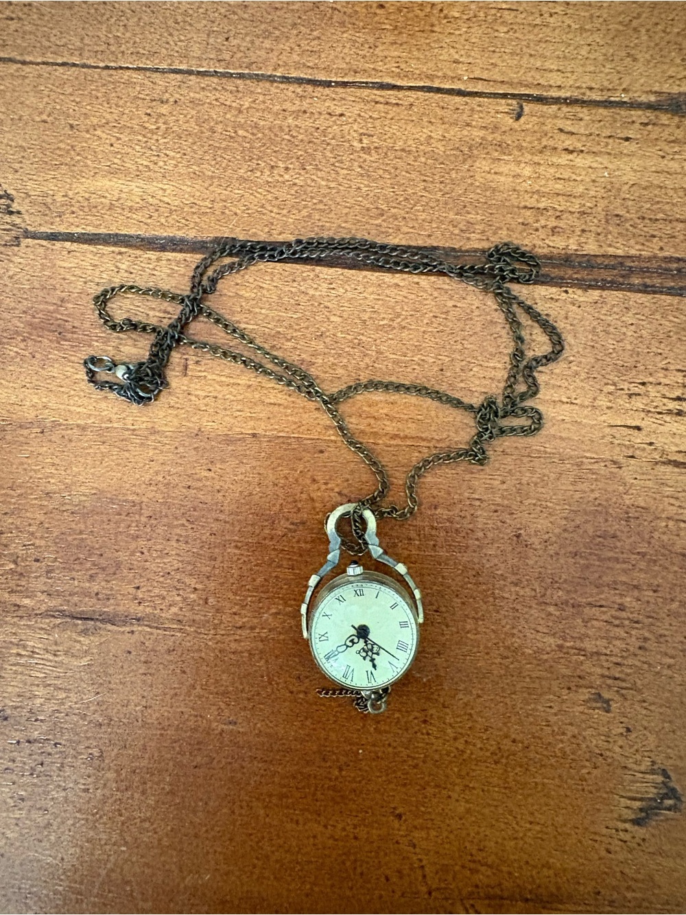 Vintage-Style Brass Pocket Watch Pendant Necklace